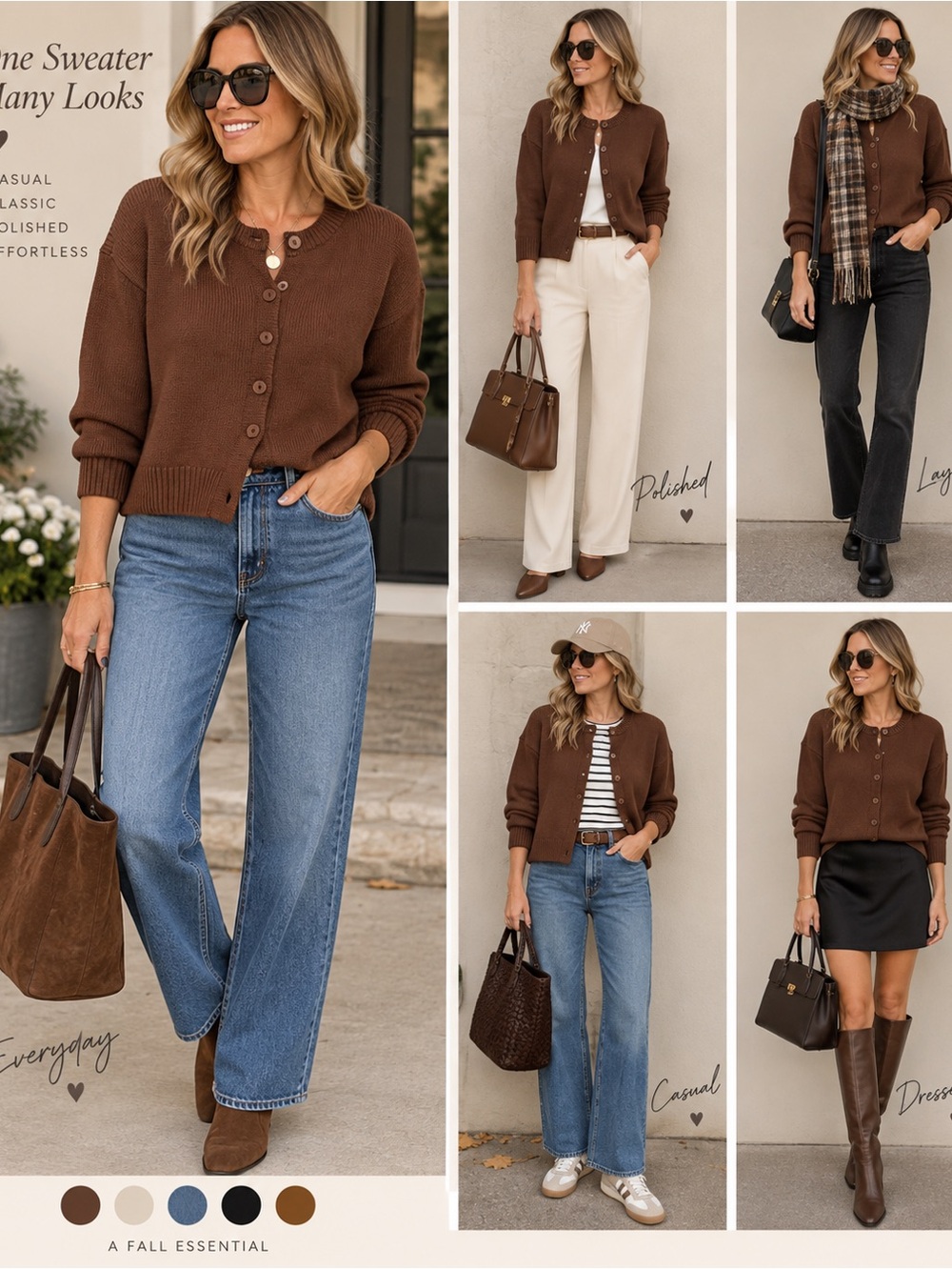 Rachel Roy Chocolate Brown Button-Front Knit Cardigan